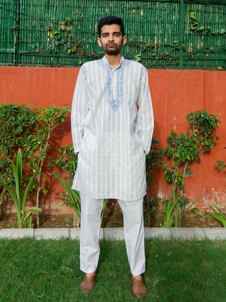 Mens Chikankari kurta | Wedding kurta for men, Dress suits for men, Mens  kurta designs